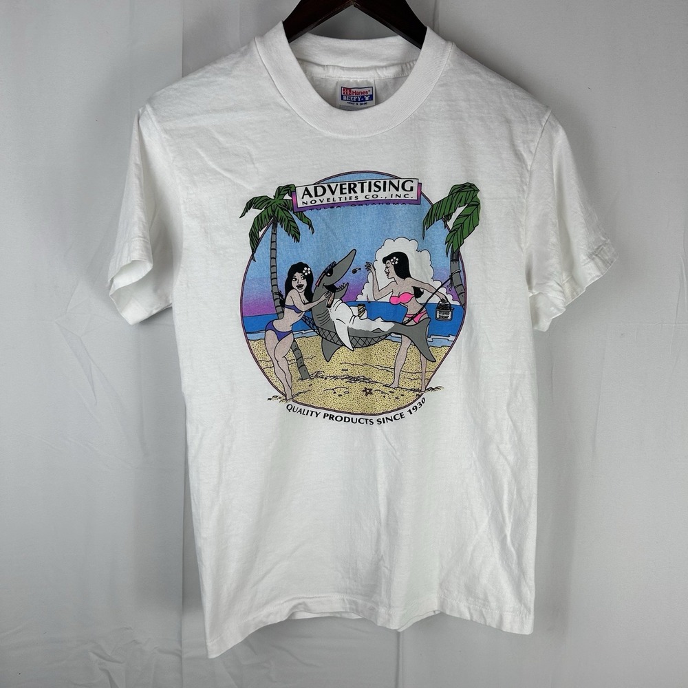 VTG 90s Advertising Novelties Tulsa Beach Shark T‎ Shirt Single Stitch USA Small